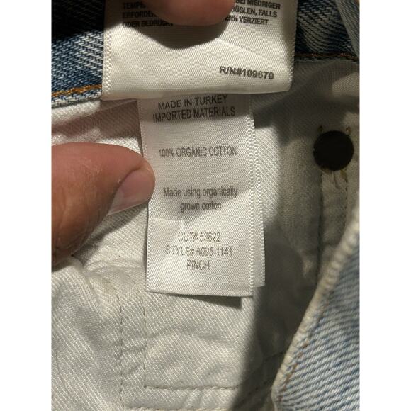 Agolde Womens Pinch Waist Jeans Size 27 Blue Straight Leg Distressed (see photo) - Picture 10 of 11